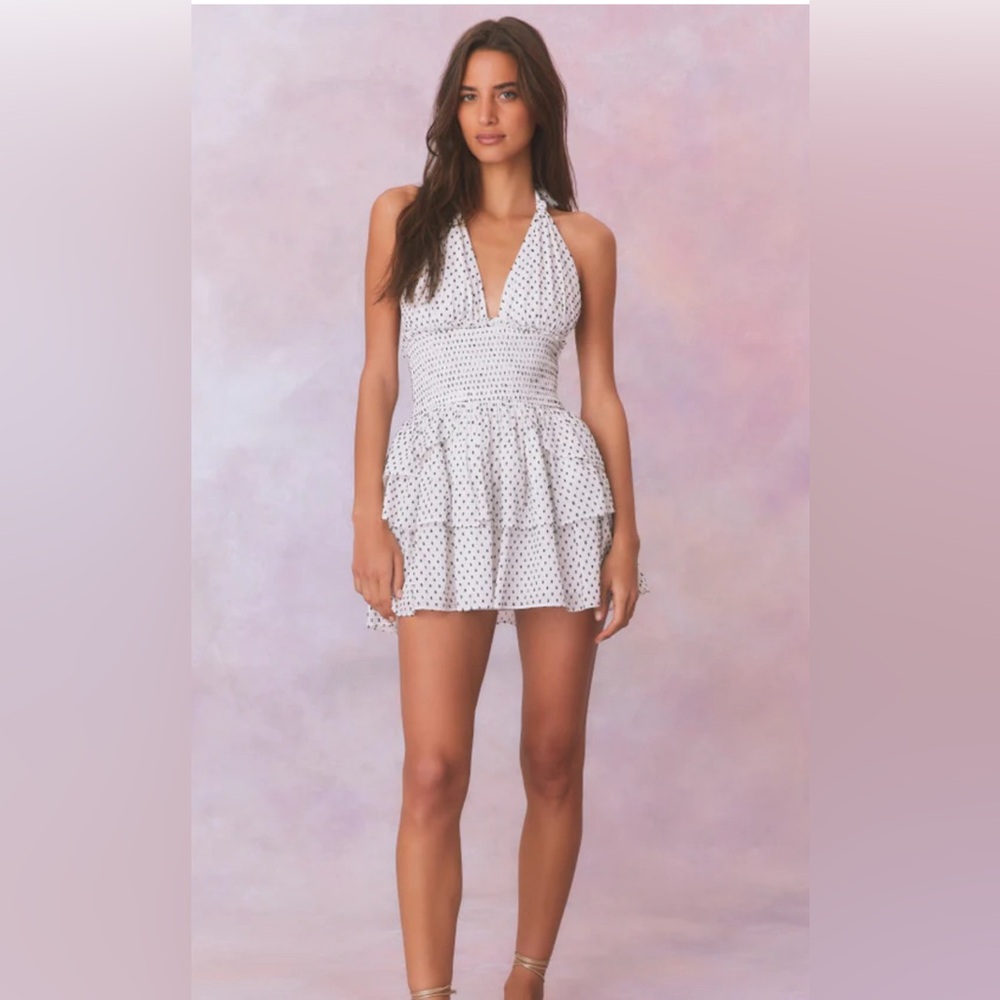 Loveshack fancy Deanna Cotton Pink han dye Striped Halter Dress - Picture 7 of 15
